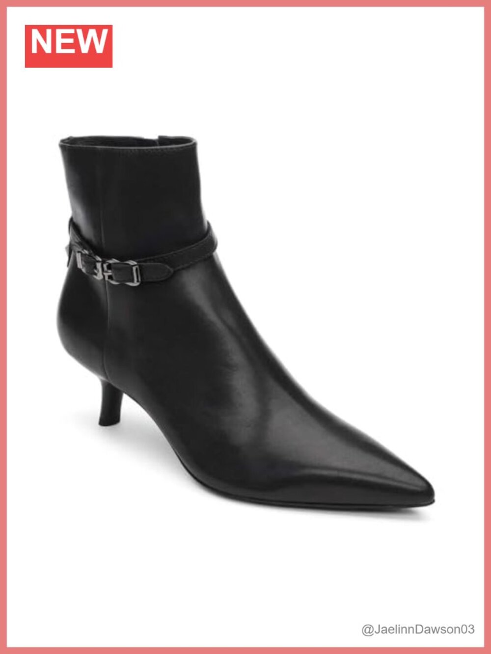 Leather Ankle Boots with Chunky Heel & Pointed Toe